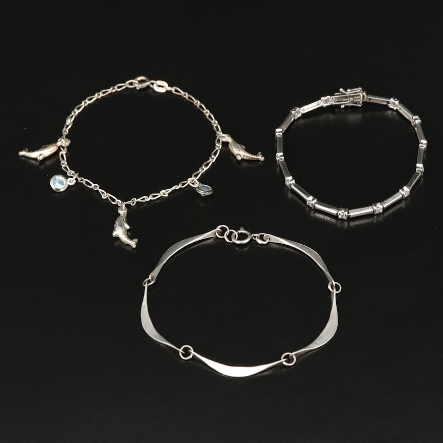 Trio of Sterling Bracelets Including Cubic Zirconia