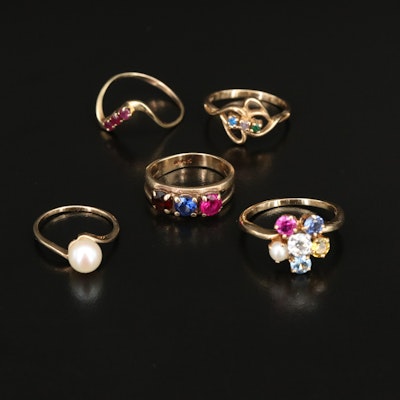 10K and 14K Ring Selection with Pearl, Garnet and Ruby