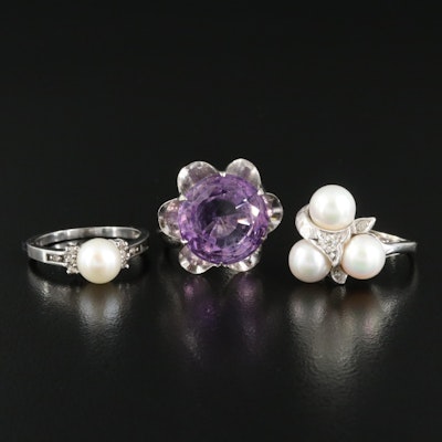 10K and 14K Ring Selection with Diamond, Amethyst and Pearl