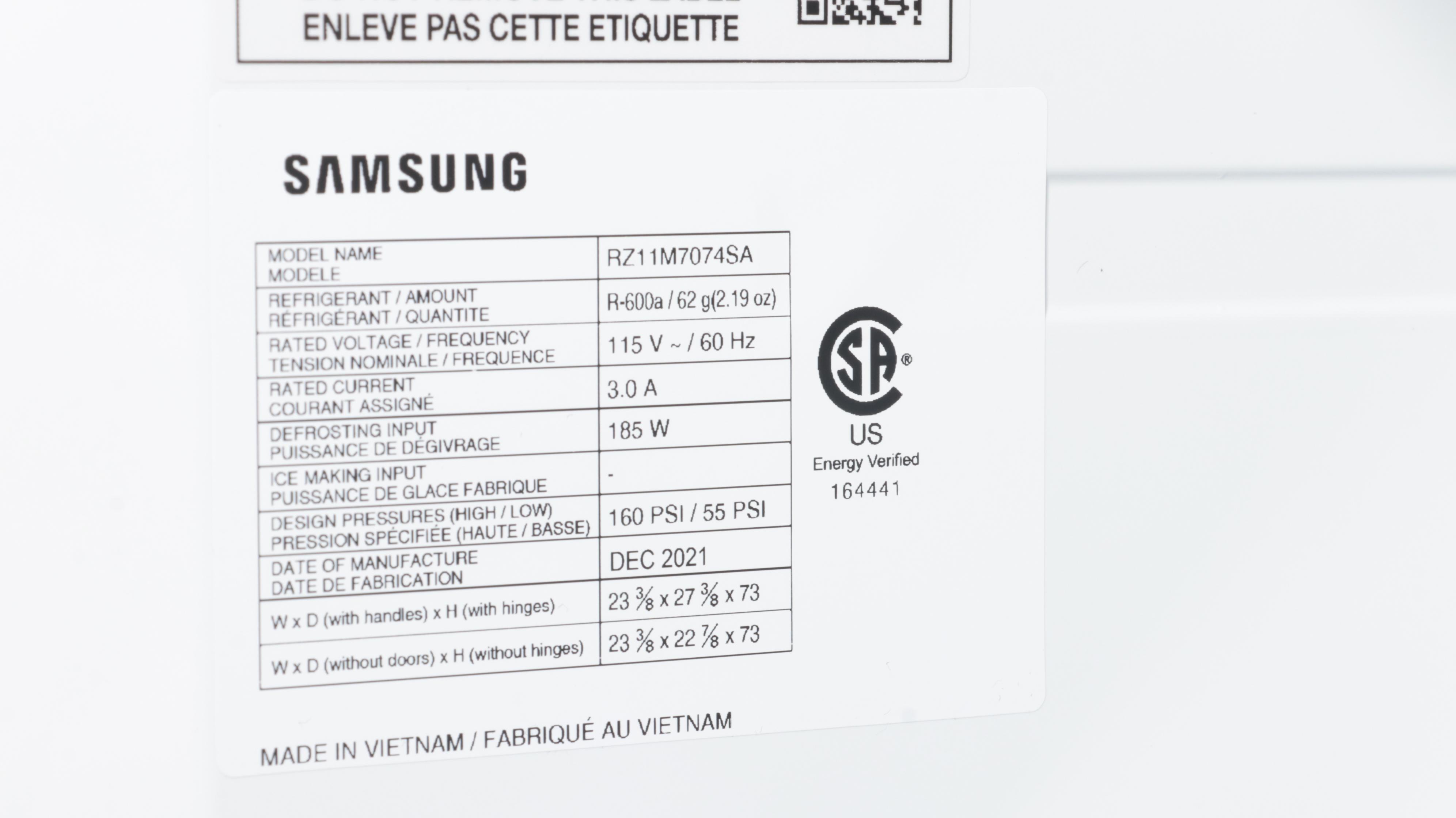 Samsung 11.4 Cu. Ft. Capacity Stainless Steel Convertible Upright