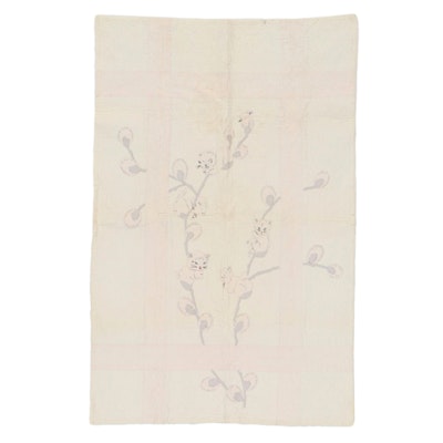 Handmade Kitten Applique Blanket, Early to Mid 20th Century