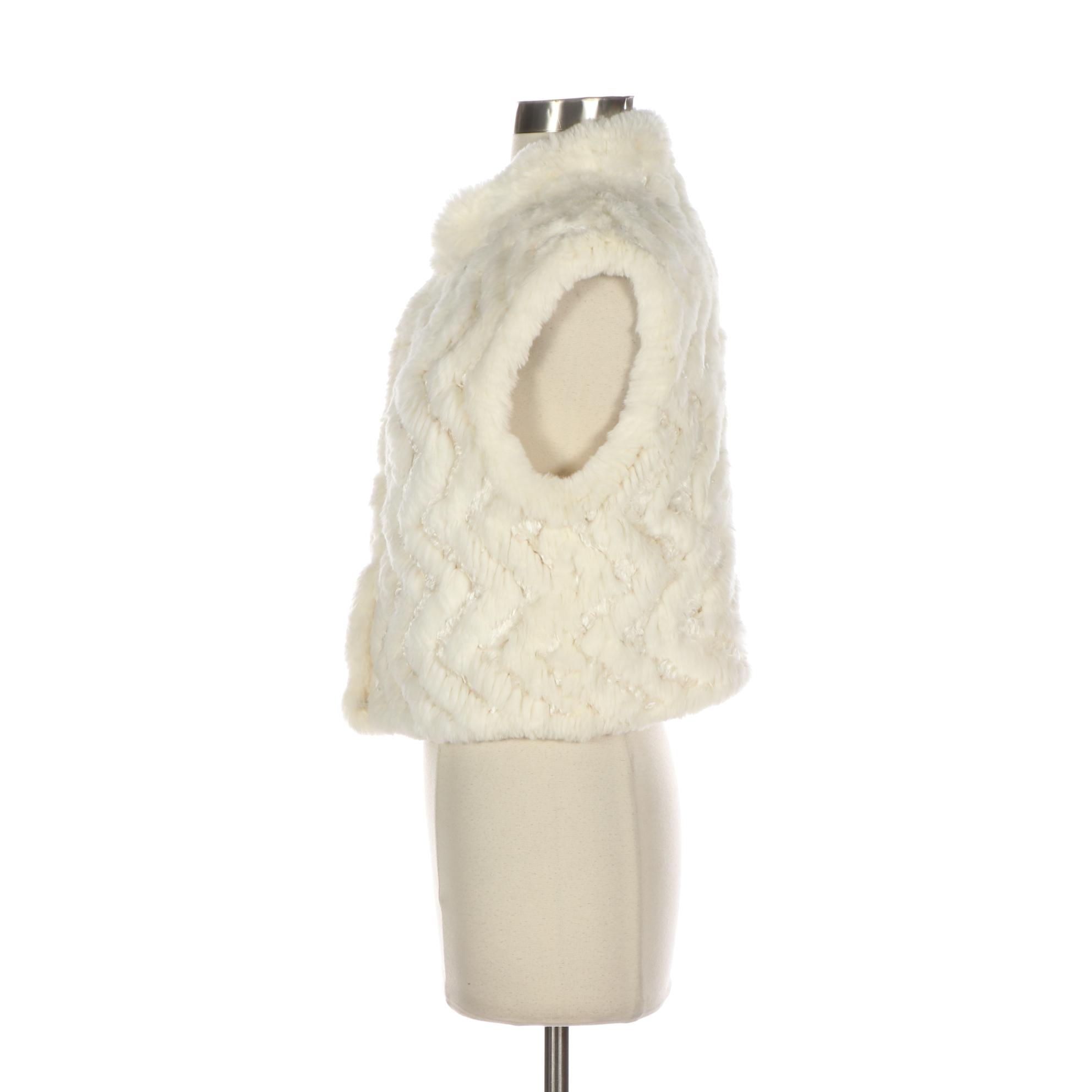 Woven White Rabbit Fur Vest from Mitchie's Matchings | EBTH