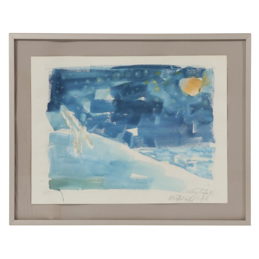 Ellie Fabe Seascape Watercolor Painting "Mile After Mile," Circa 1987