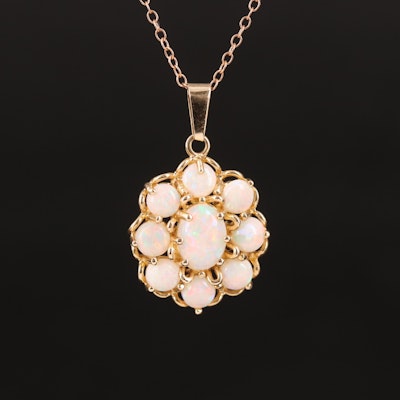 14K Opal Pendant on Rose Gold Chain