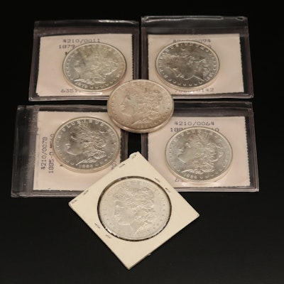 Six Morgan Silver Dollars Including an 1884-O