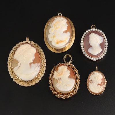 Vintage Cameo Converter Pendants and Converter Brooches