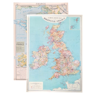 Cavallini Papers & Co. Reproduction France and British Isles Poster Maps