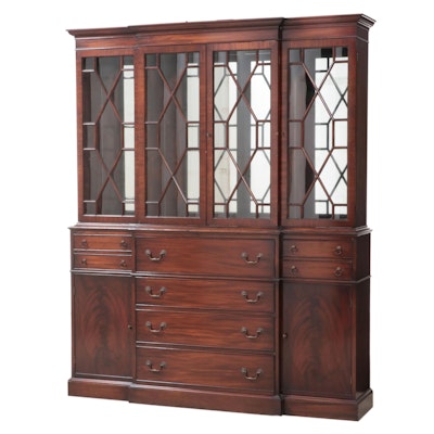 Colonial Manufacturing Co. Mahogany Breakfront China Cabinet with Desk