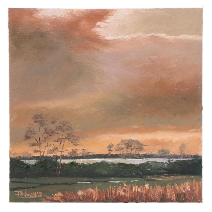James Baldoumas Oil Painting "Autumn Sunset," 2022