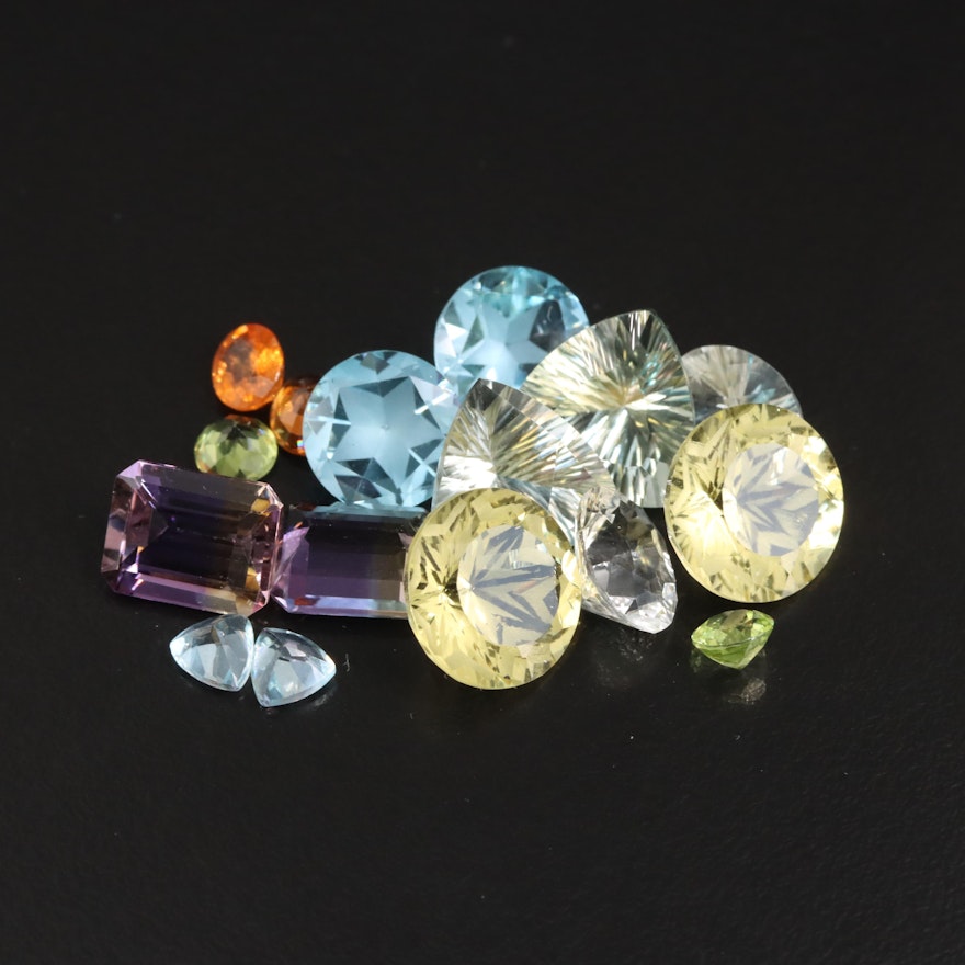 Loose 41.45 CTW Mixed Lot and Matched Pair of Ametrine, Topaz and Citrine