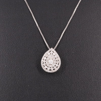 Sterling Silver 0.51 CTW Diamond Teardrop Cluster Pendant Necklace