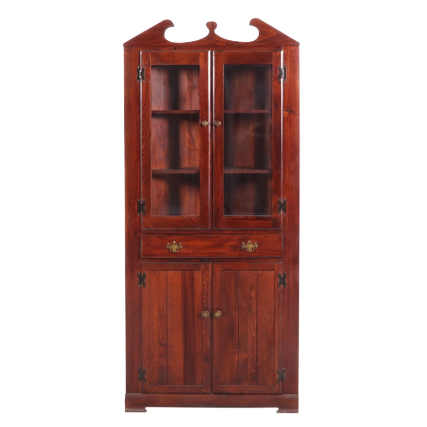 Federal Style Cherry-Stained Pine Corner Cabinet