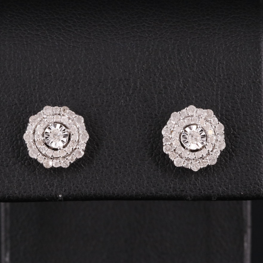 Sterling 0.51 CTW Diamond Stud Earrings