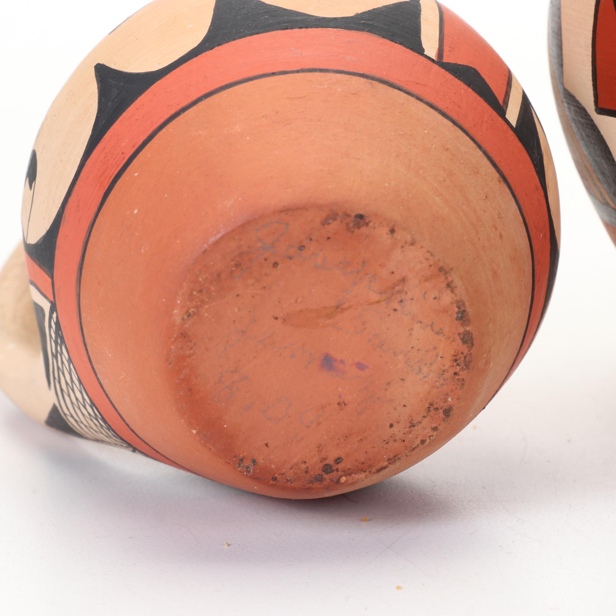 Jemez Style Hand-Painted Pottery Vases And Creamer | EBTH