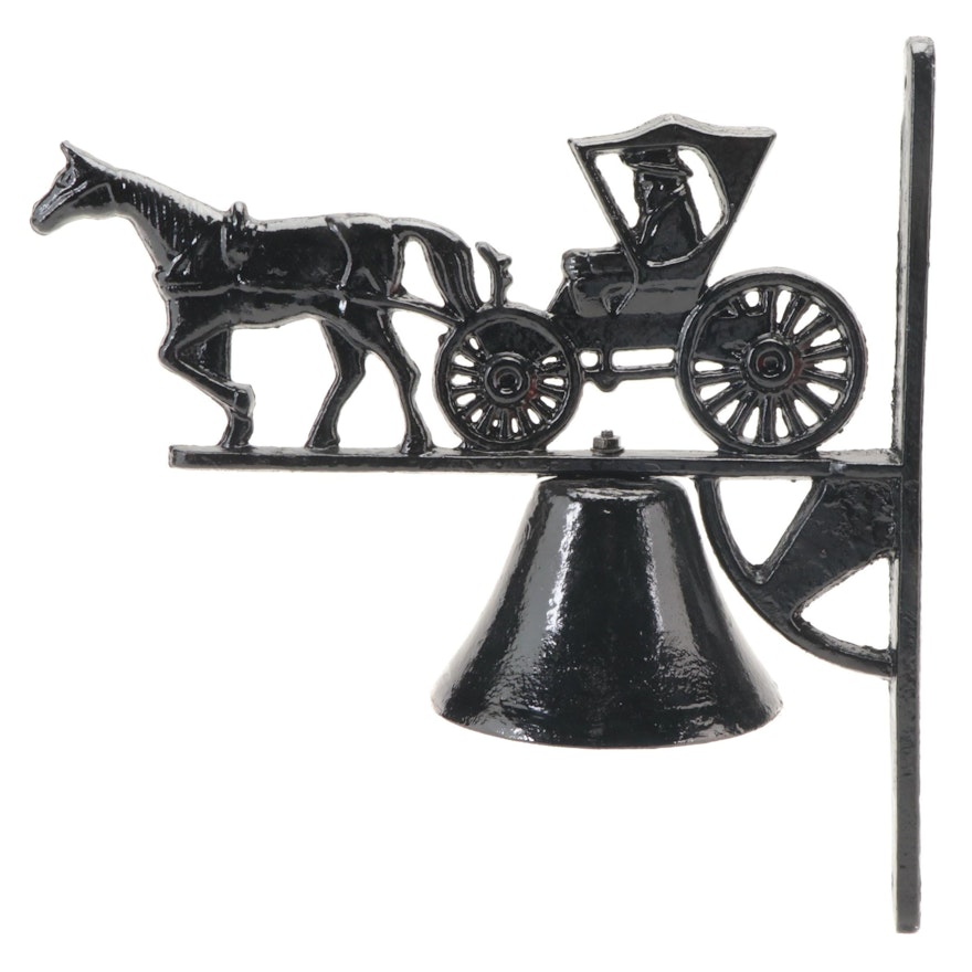 Cast Iron Horse and Buggy Wall Mounted Farm Bell