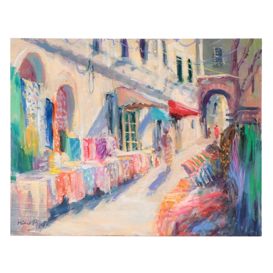 Nino Pippa Oil Painting "Essaouira Street Market," 2015