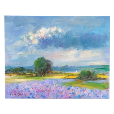 Nino Pippa Oil Painting "Provence - In Van Gogh Footsteps - Iris Field," 2017