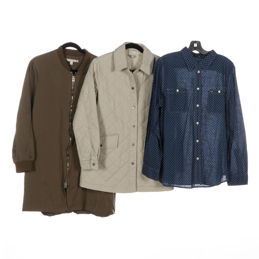 Ralph Lauren Jeans Co. Shirt, Nordstrom Zipper Coat and Joie Quilted Barn Jacket