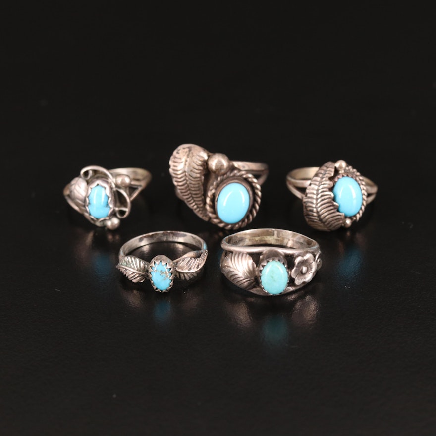 Sterling Turquoise and Faux Turquoise Rings