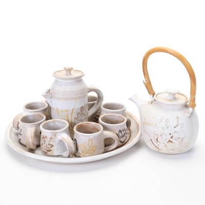 Art Pottery Stoneware Tea Set and Teapot