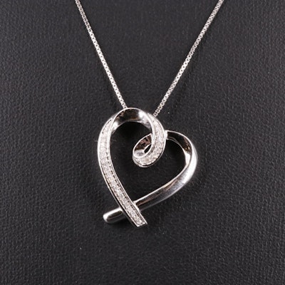 Sterling 0.11 CTW Diamond Heart Pendant Necklace