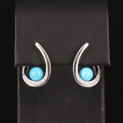 Sterling Turquoise and Diamond Earrings