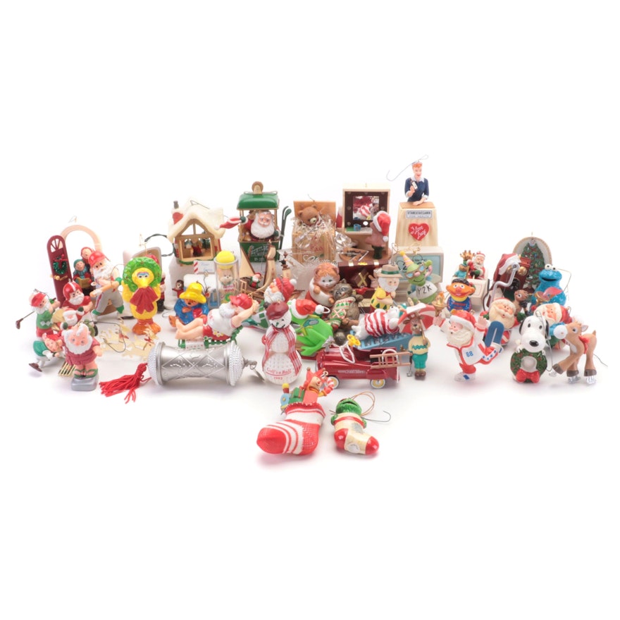 Holiday Character Ornaments Including Santa, Muppets, Snoopy and Paddington Bear
