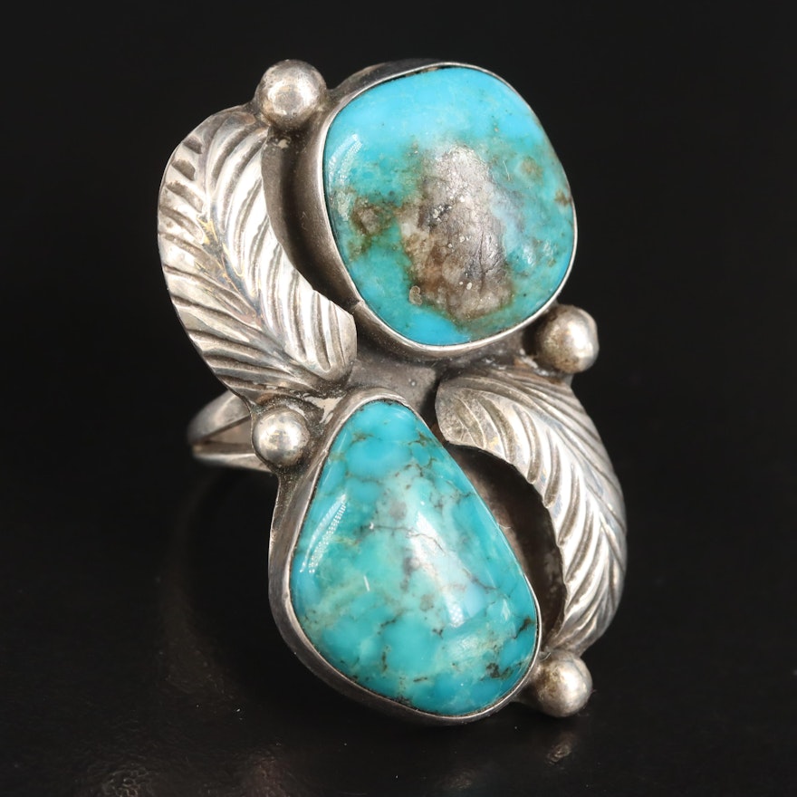 Southwestern Sterling Turquoise Appliqué Ring