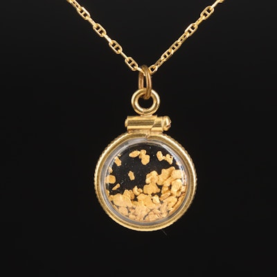 Nugget Pendant on 14K Cable Chain Necklace