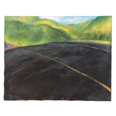 Isaac Monteiro Road Landscape Oil Painting, 1989