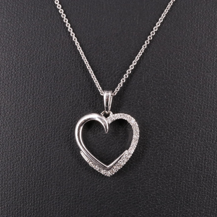 Sterling Silver 0.21 CTW Diamond Heart Pendant Necklace