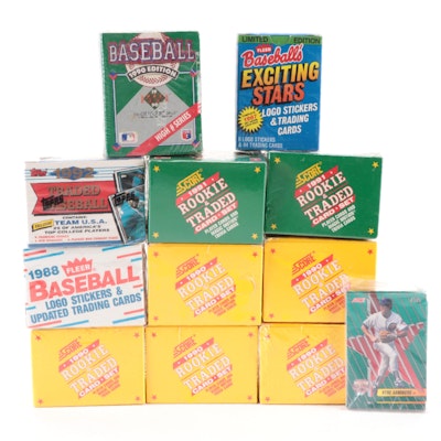 Score, Fleer, More Sealed Baseball Card Boxes with Traded, 1980s–1990s