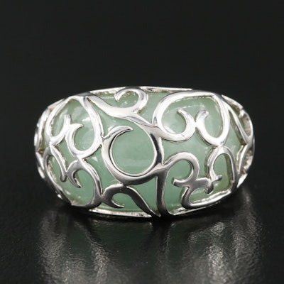 Sterling Jadeite Domed Ring