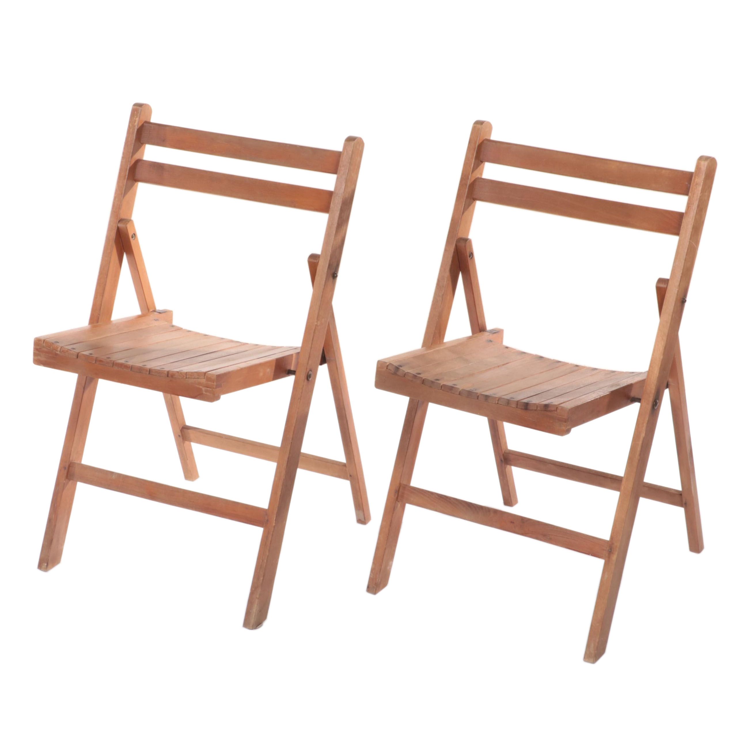 Pair of Wooden Folding Chairs, Mid20th Century EBTH