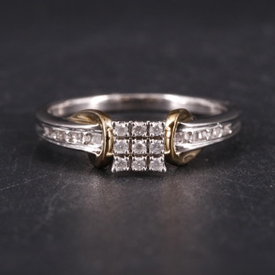 Sterling Silver 0.17 CTW Diamond Square Ring