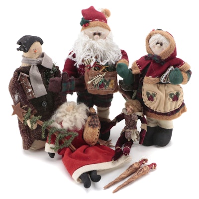 Santa and Other Winter Themed Figures and Shelf Sitters with Ceramic Ornaments