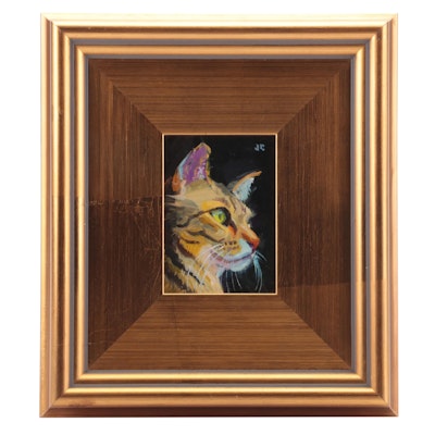 Jeff Claudio Oil Painting "Tabby Cat," 21st Century