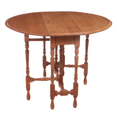 William and Mary Style Oak Gate-Leg Dining Table, Early 20th Century
