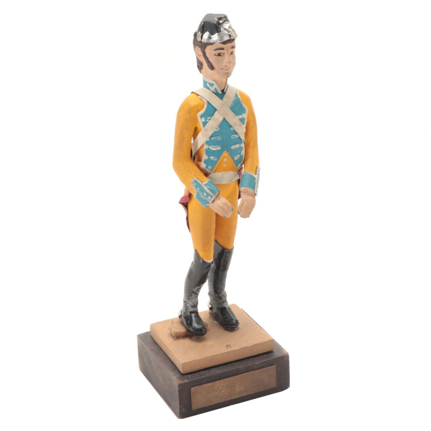 Spanish Hand-Painted Lead Soldier with Wooden Case