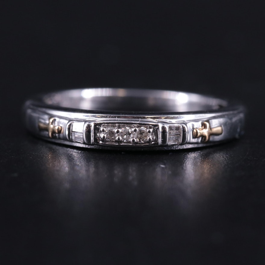 Sterling Silver Pavé Cross Side Ring