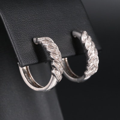 Sterling Silver 0.11 CTW Diamond Hoop Earrings