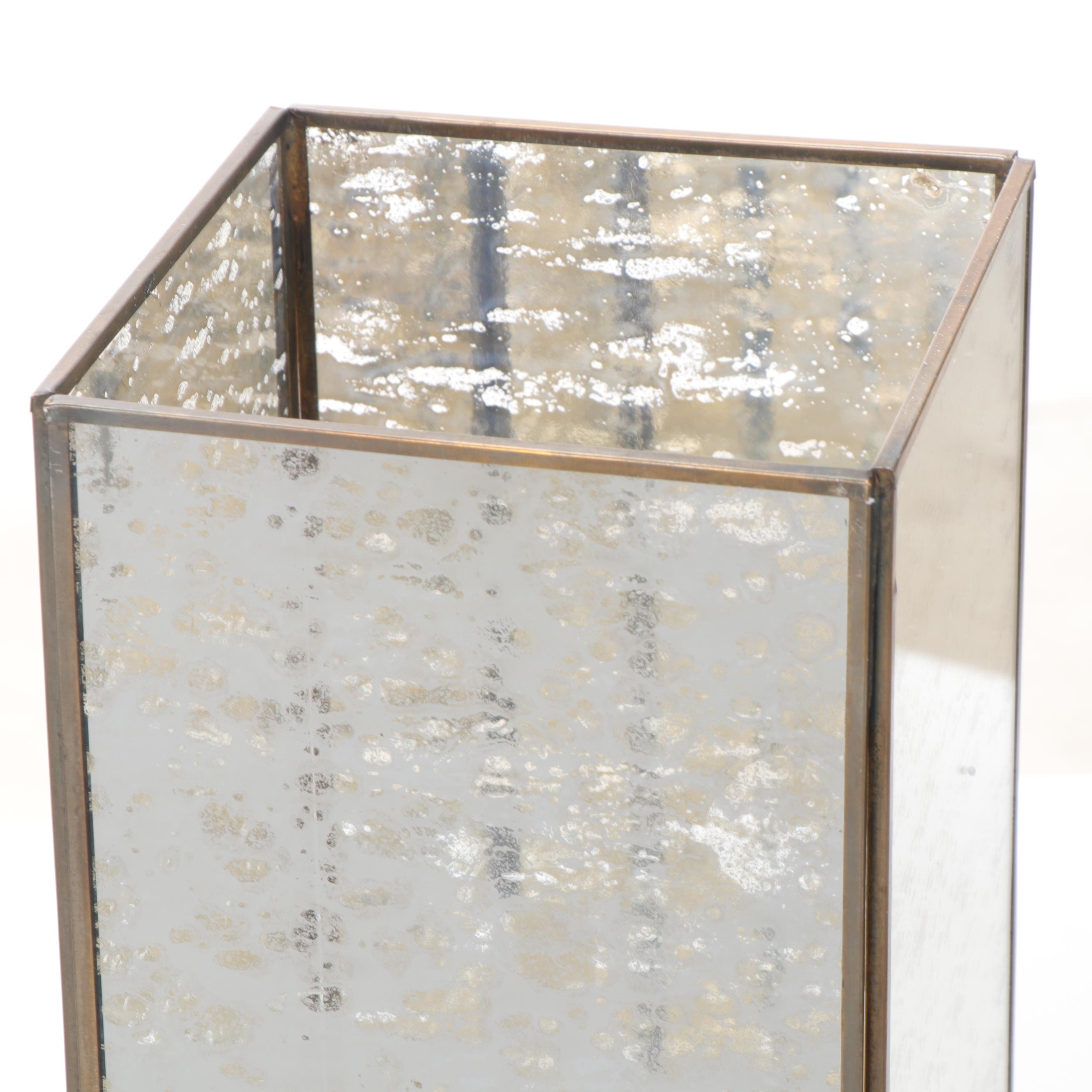 Contemporary Mercury Glass Hurricane Candle Holders EBTH