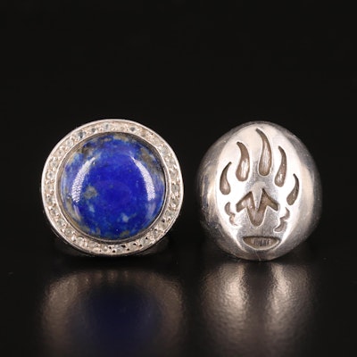 Signed Southwestern Sterling Lapis Lazuli and Topaz Rings
