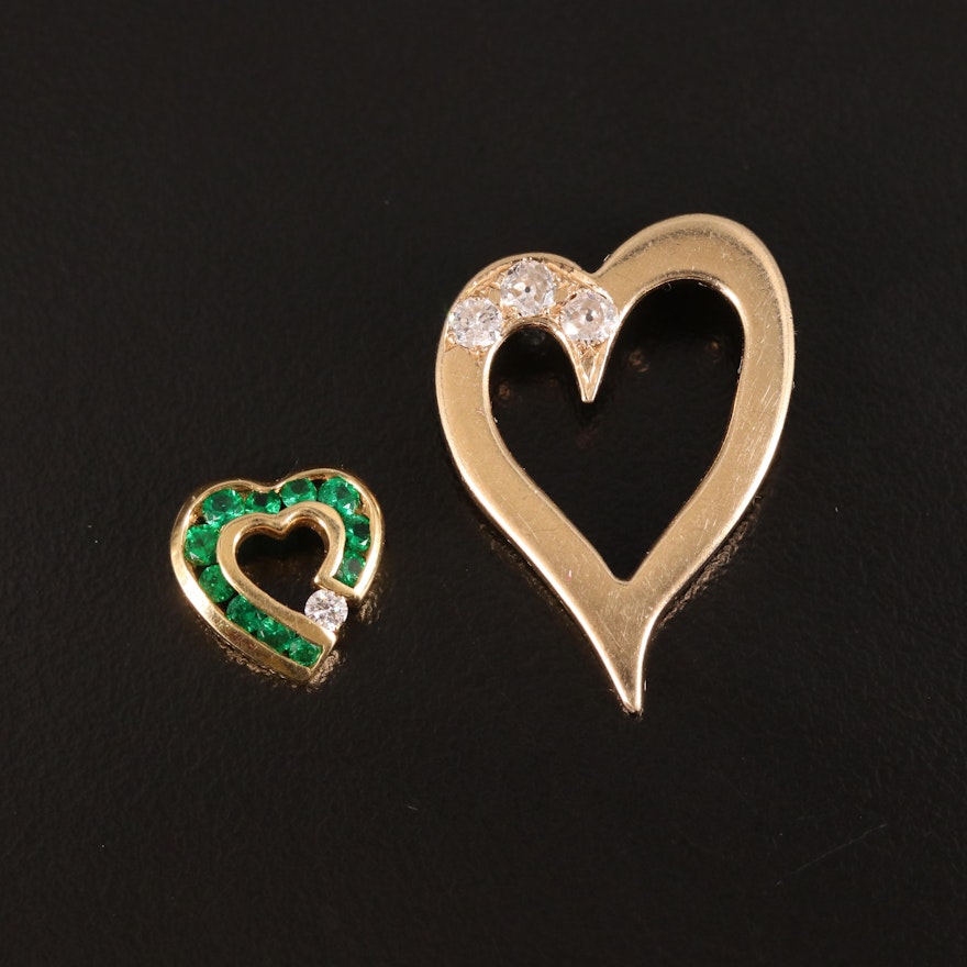 Charles Krypell Featured in 14K and 18K Emerald and Diamond Heart Pendants