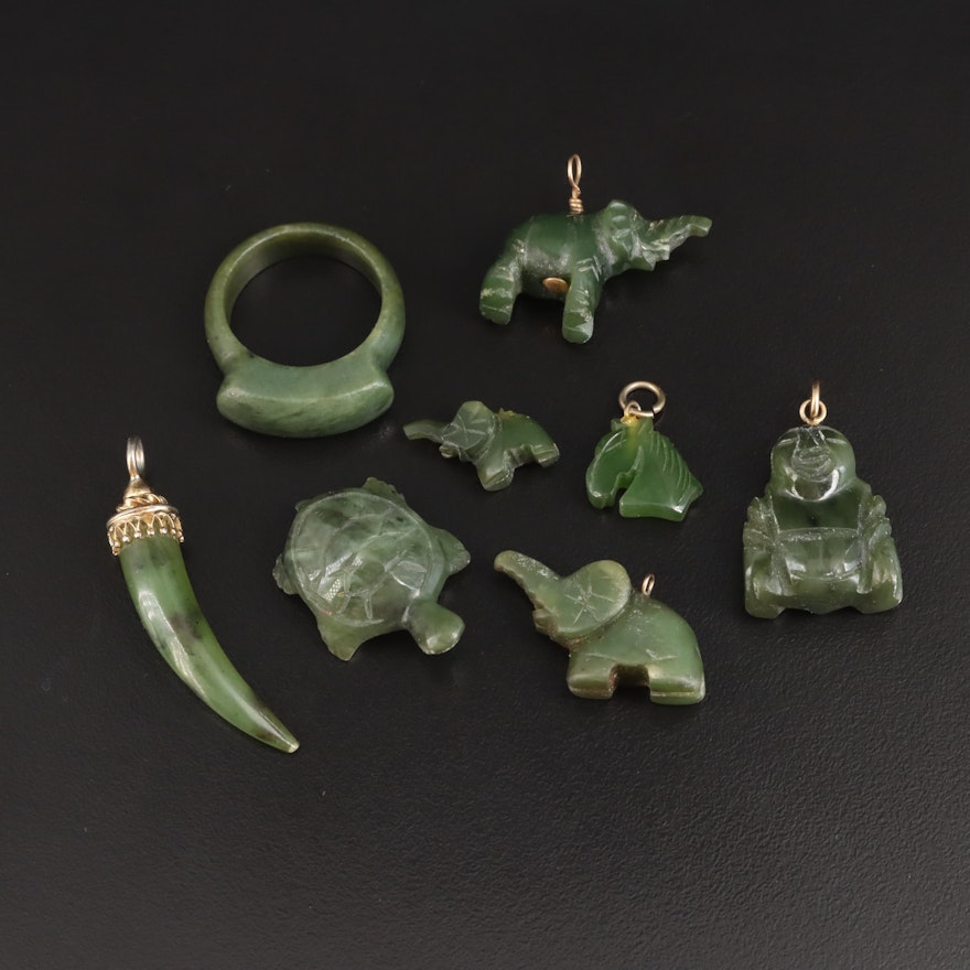 Nephrite Grouping Including 14K and 10K