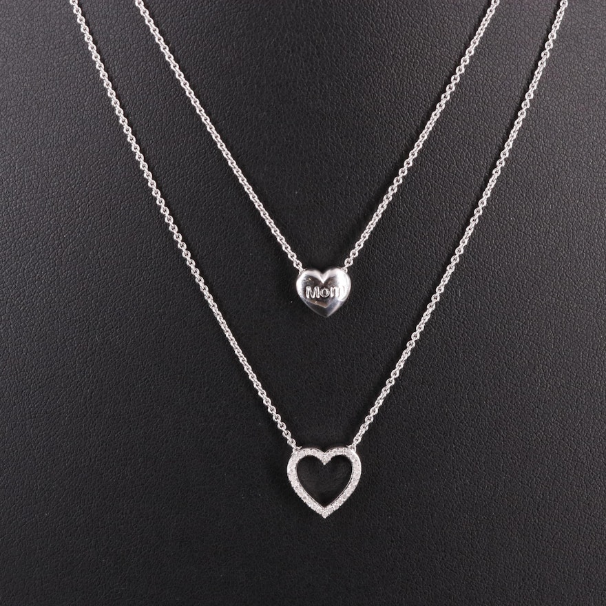 Sterling 0.11 CTW Diamond Mom Hearts Necklace