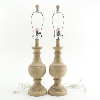 Pair of Faux Bois Cast Resin Table Lamps