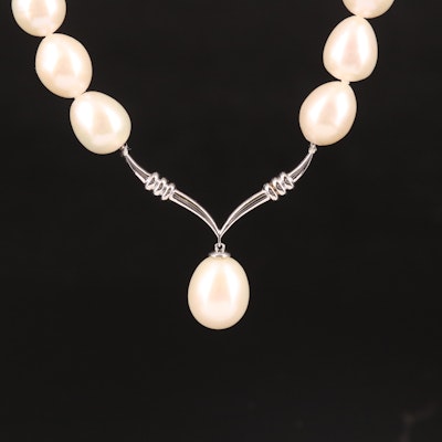 Sterling Pearl Drop Necklace