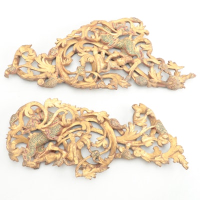 Asian Style Reticulated Giltwood Wall Hangings