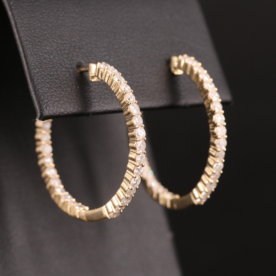 14K 1.01 CTW Diamond Inside-Out Hoop Earrings
